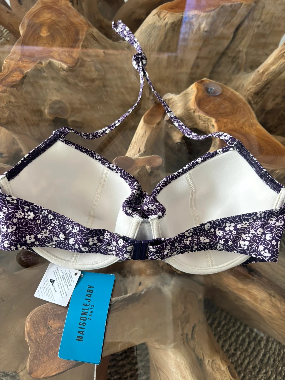 Haut de maillot de bain Maison Lejaby violet fleurs volants 85D – photo 2